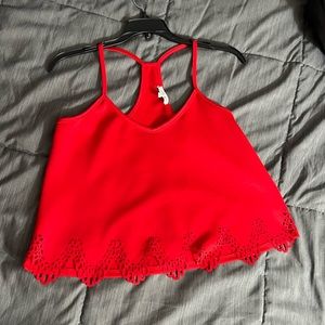 Red scalloped crop top